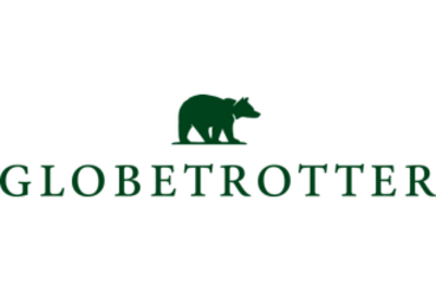 Grünes Globetrotter-Logo mit zwei Bären über dem Schriftzug „GLOBETROTTER“.