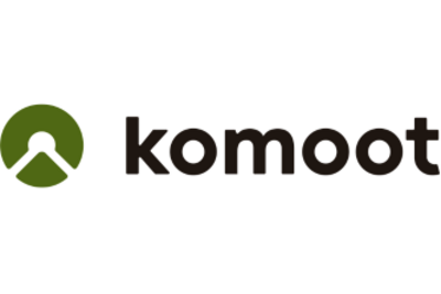 Grünes Komoot-Symbol neben dem schwarzen Schriftzug „komoot“ auf weißem Hintergrund.